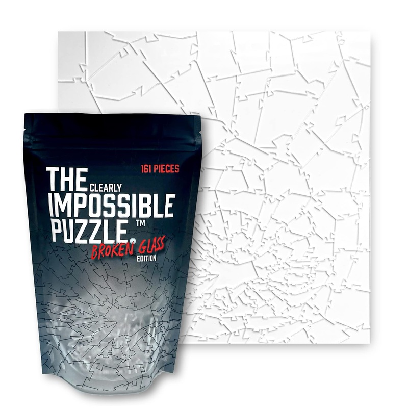 Cm Originals Broken Glass Puzzle - Clear Puzzle - Unique Clearly Impossible Puzzle - Difficult And Fun! - 161 Pieces 10 X 10''