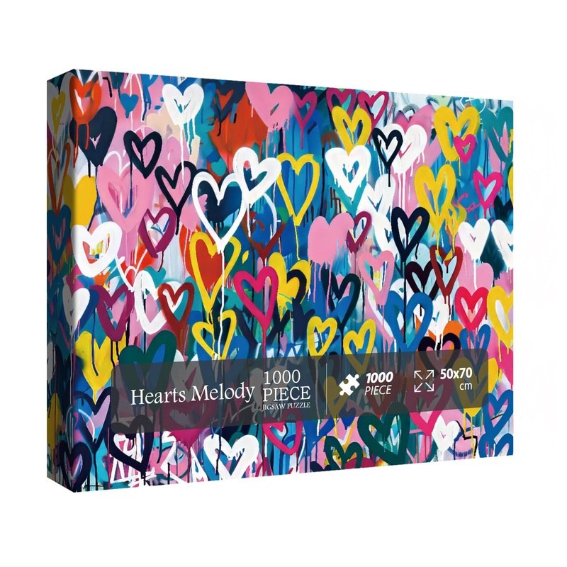 Colorful Heart Shape Puzzle 1000 Pieces For Adults, Love Valentines Jigsaw Puzzle, Rainbow Graffiti Art Puzzle As Heart Themed P