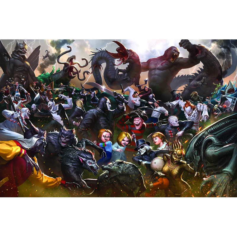 Fright Fight Horror Movie Villain Inspired 1000 Piece Jigsaw Puzzle For Adults | Challenging Interactive Brain Teaser For Family Game Night | 28 X 20 Inches