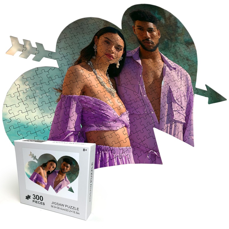 Heart Puzzles For Adults, Valentine'S Day Gifts For Family, Custom Photo Puzzle 300 Piece Valentines Gift For Couples Wife Husba