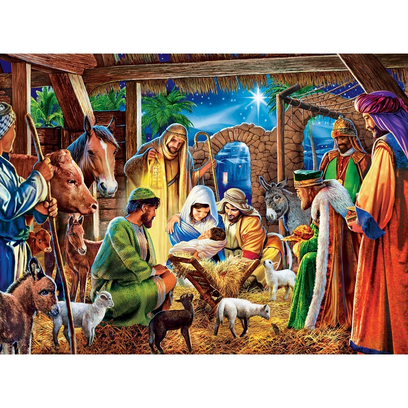 Holiday 100Pc Glitter Puzzle - Christ Is Born