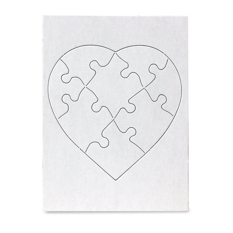 Hygloss Products 12 Blank Heart Puzzles - 8.5 X 9.5 Inches With Surrounding Frame - Ideal For Valentines Day Crafts - Write, Dra