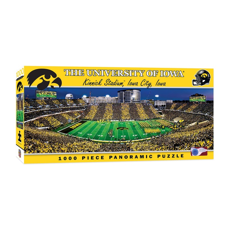 Masterpieces - 1000 Piece Jigsaw Puzzle, Ncaa Iowa Hawkeyes, Panoramic Football Stadium View, Fun For Adults And Family, 13'X39