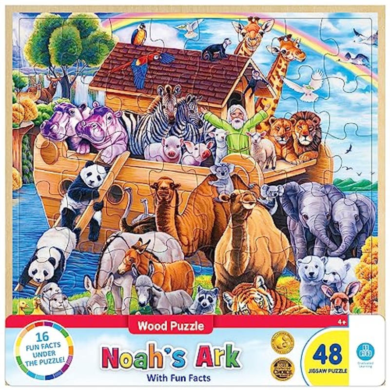 Masterpieces 48 Piece Fun Facts Jigsaw Puzzle For Kids - NoahS Ark Wood Puzzle - 12'X12'