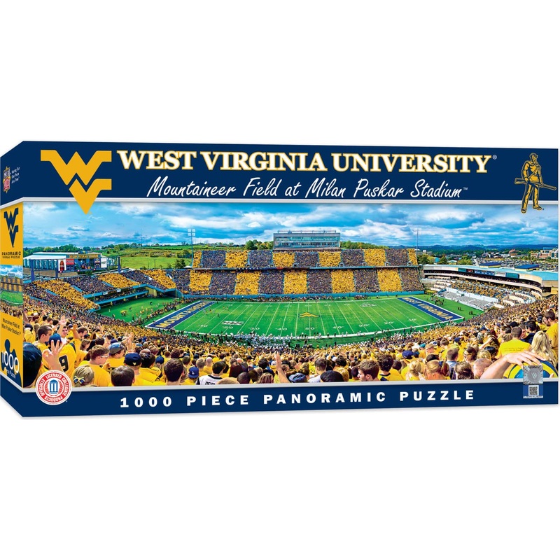 Masterpieces Sports Puzzle - Stadium Panoramic 1000 Piece Jigsaw Puzzle For Adults - West Virginia Mountaineers Ncaa Stadium Panoramics Center View - 13'X39'