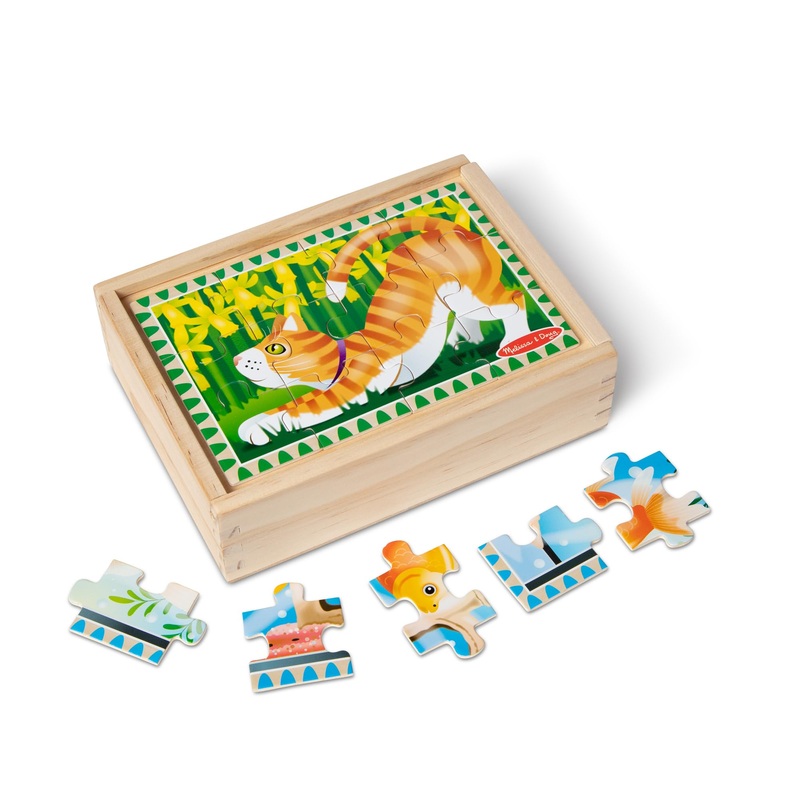 Melissa & Doug Pets 4-In-1 Wooden Jigsaw Puzzles In A Storage Box (48 Pcs) - Fsc Certified