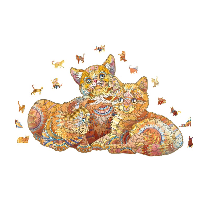 Nktdwo Jigsaw Puzzles, Orange Cat Wooden Puzzles For Adults And Kids, 300 Pcs Brain Teaser Puzzles Gift For Birthday Holiday Val
