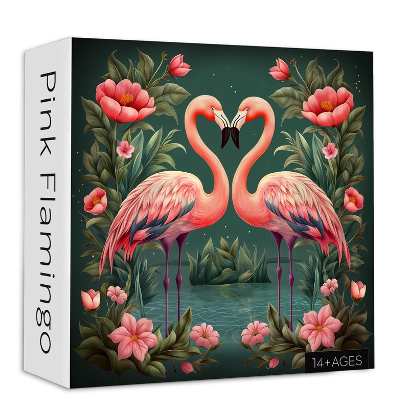 Pickforu Vintage Flamingo Puzzles For Adults 1000 Pieces And Up, Valentine Jigsaw Puzzles With Two Pink Flamingos, Heart Puzzle