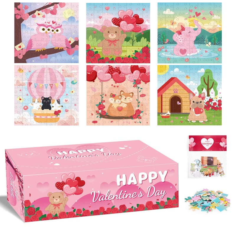Valentine Day Gifts For Kids,24 Pack Puzzles Valentines Cards For Kids Classroom School,Valentine Party Favors For Boys Girls,Ki