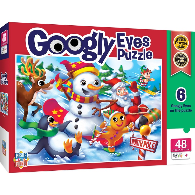 Masterpieces  48 Piece Jigsaw Puzzle For Kids 4+ Years, Funny Christmas With Googly Eyes, Educational And Fun Game, Gift Idea For Children, 19' X 14'