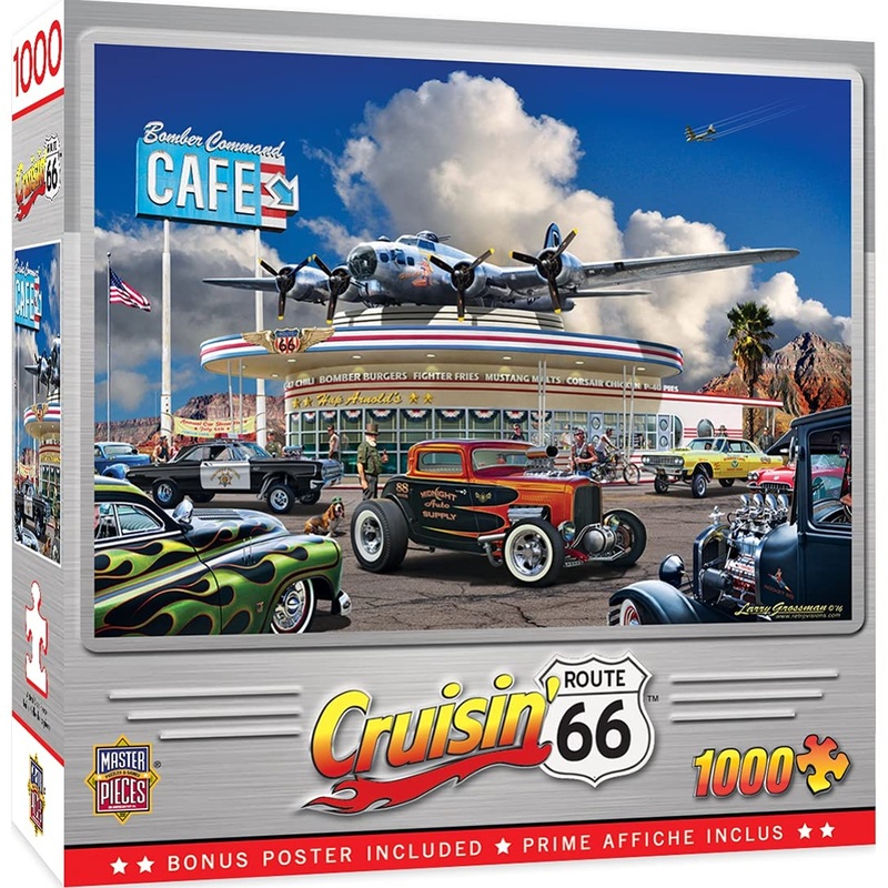 Masterpieces Cruisin' Route 66 1000 Puzzles Collection - Bomber Command Caf 1000 Piece Jigsaw Puzzle