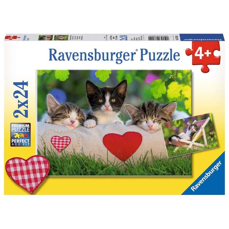 Ravensburger 07801, Sleepy Kitten 2 X 24 Piece Puzzles In A Box, 2 X 24 Piece Puzzles For Kids, Every Piece Is Unique, Pieces Fit Together Perfectly, Multi
