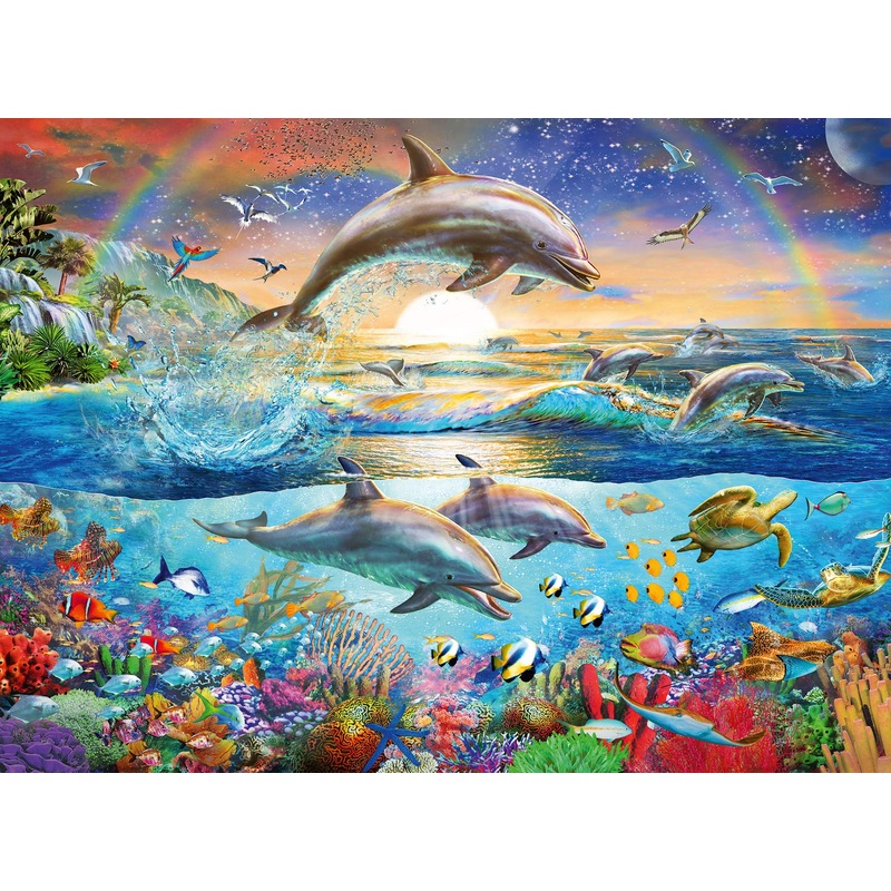 Ravensburger 12895 Dolphin Paradise 300 Piece Puzzle For Kids - Every Piece Is Unique, Pieces Fit Together Perfectly