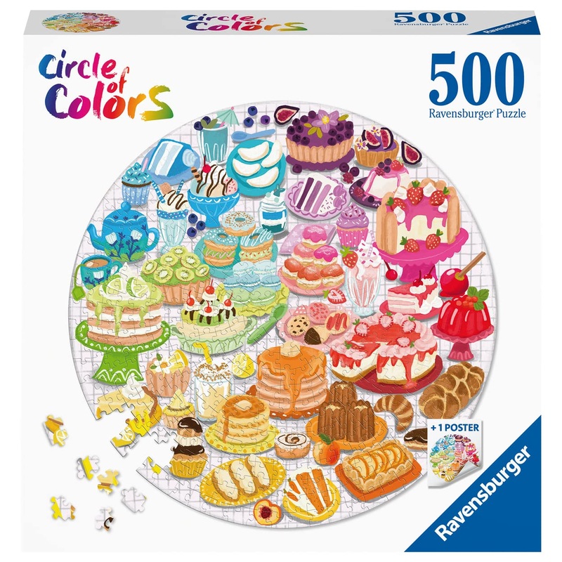 Ravensburger - Adult Jigsaw Puzzle - 500 Piece Round Jigsaw Puzzle - Desserts (Circle Of Colors) - Adults And Children From 12 Years Old - Premium Jigsaw Puzzle - 17171