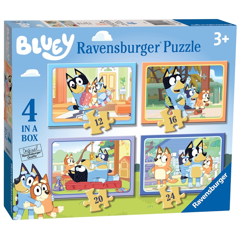 Ravensburger Bluey - 4 In Box (12, 16, 20, 24 Pieces) Jigsaw Puzzles For Kids Age 3 Years Up