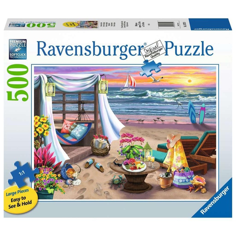 Ravensburger Cabana Retreat Puzzle - 500 Piece Large Format Jigsaw | Unique Softclick Technology | Sturdy & Glare Free | Created By Renowned Artist Nancy Wernersbach
