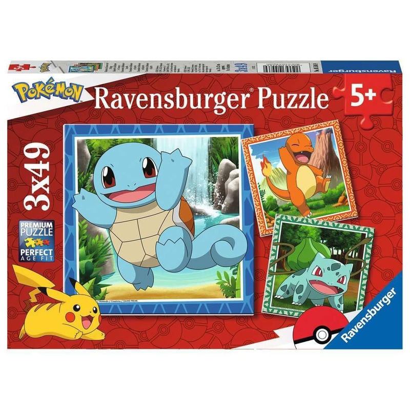 Ravensburger Classic Pokemon Jigsaw Puzzles For Kids Age 5 Years Up - 3X 49 Pieces