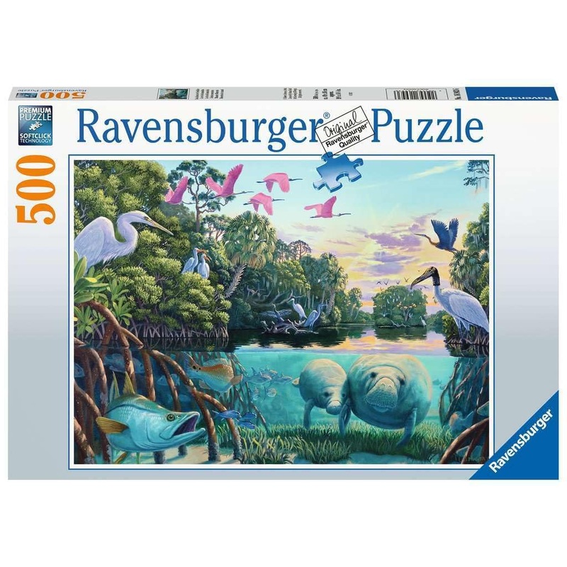 Ravensburger Manatee Moments - 500 Piece Jigsaw Puzzle | Unique Softclick Technology | Vibrant Imagery | Eco-Friendly Materials | Ideal Gift For Puzzle Enthusiasts