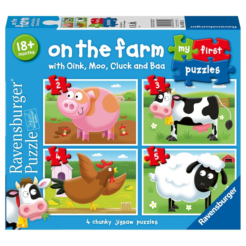 Ravensburger My First Puzzle: On The Farm (2: 3: 4 & 5 Piece) Jigsaw Puzzle For Kids - Every Piece Is Unique, Pieces Fit Together Perfectly