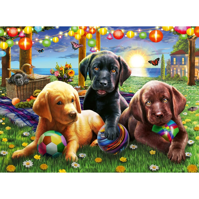 Ravensburger Puppy Picnic 100 Piece Puzzle For Kids - Unique Piece Design | Anti-Glare Surface | Perfect Developmental Toy | Ideal As A Christmas Or Birthday Gift