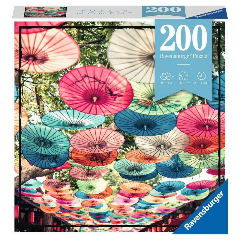 Ravensburger Puzzle Moment: Umbrellas - 200 Piece Jigsaw Puzzle For Kids & Adults | Unique, Perfect Interlock | Vibrant, Glare-Free Design | Made With Fsc-Certified Wood | Quality Entertainment Time