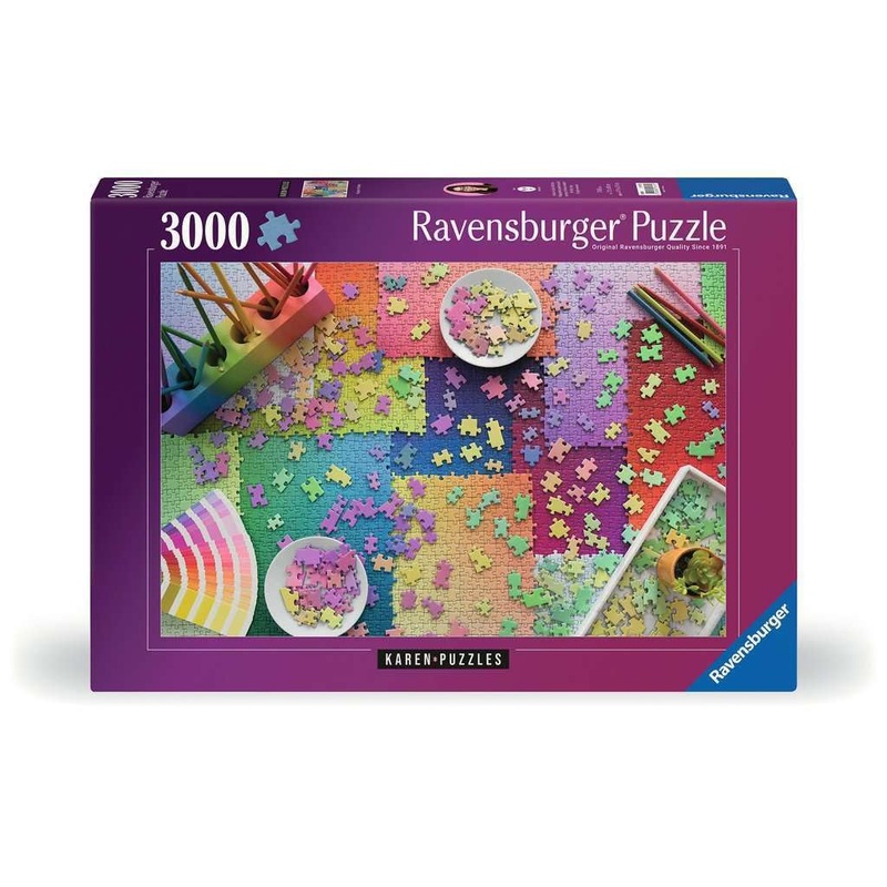 Ravensburger Puzzles On Puzzles 3000 Piece Jigsaw Puzzle For Adults - 17471 | Artwork By Karen Puzzles | Premium Interlocking Fit | Vibrant, Glare-Free Design | Durable Blueboard Construction