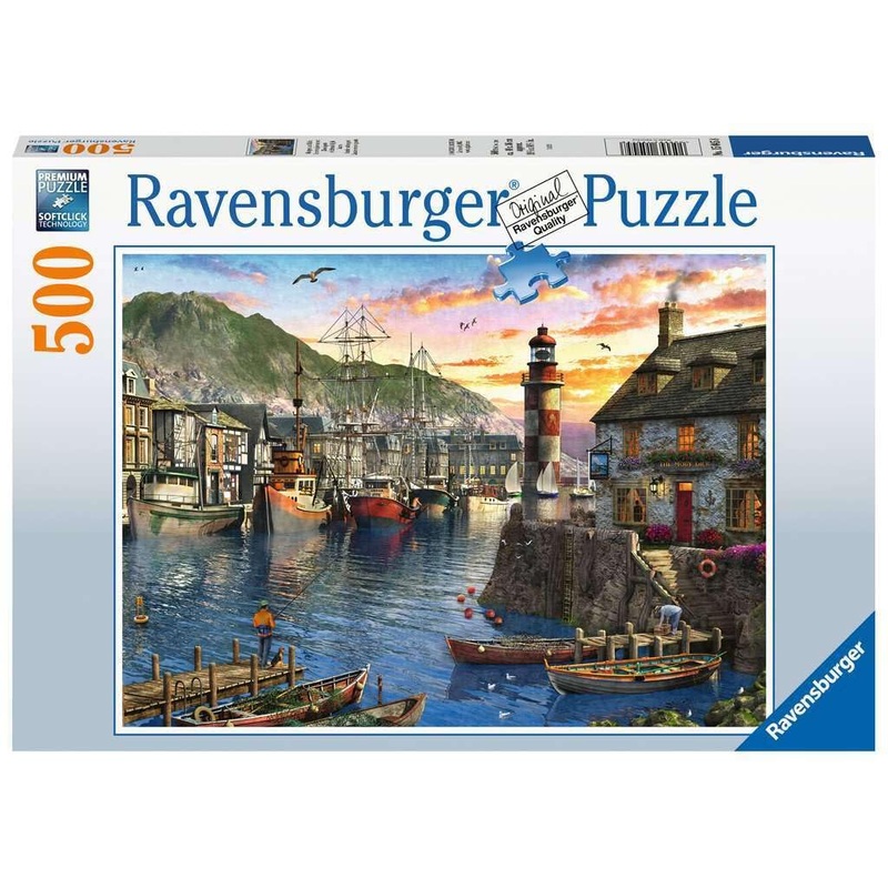 Ravensburger Sunrise At The Port 500-Piece Jigsaw Puzzle, [Amazon Exclusive]