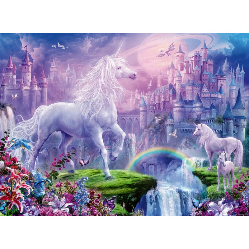 Ravensburger Unicorn Kingdom 100 Piece Xxl Glitter Jigsaw Puzzle For Kids - 12907 - Every Piece Is Unique, Pieces Fit Together Perfectly