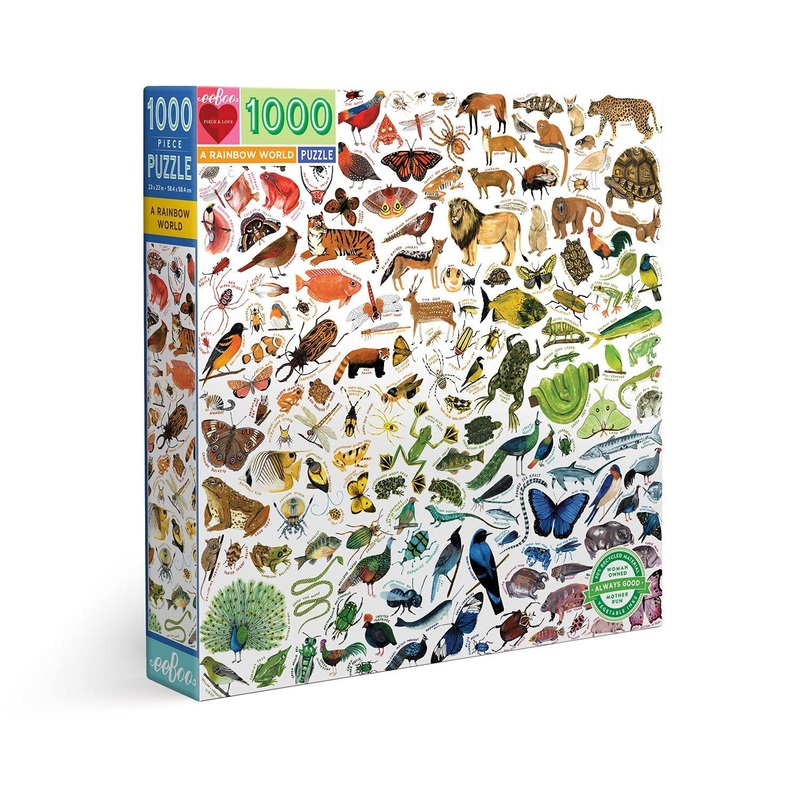 Eeboo: Piece And Love A Rainbow World 1000 Piece Square Adult Jigsaw Puzzle, Puzzle For Adults And Families, Glossy, Sturdy Pieces And Minimal Puzzle Dust