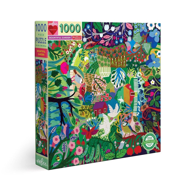 Eeboo: Piece And Love Bountiful Garden 1000 Piece Square Adult Jigsaw Puzzle, Glossy, Sturdy Pieces, Minimal Puzzle Dust