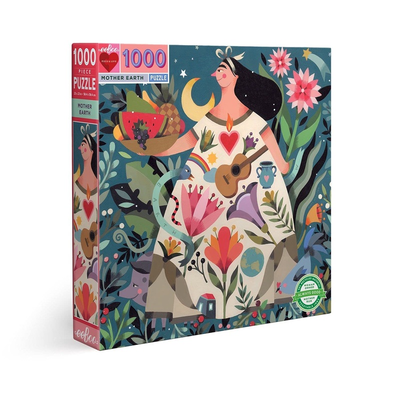 Eeboo: Piece And Love Mother Earth 1000 Piece Square Adult Jigsaw Puzzle, Puzzle For Adults And Families, Glossy, Sturdy Pieces And Minimal Puzzle Dust