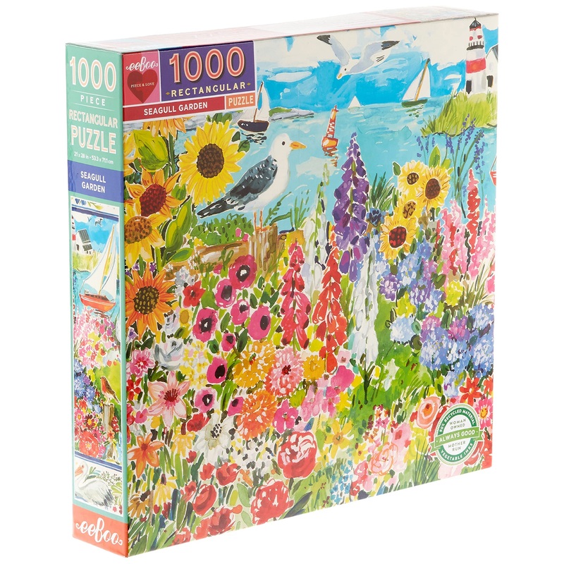 Eeboo: Piece And Love Seagull Garden 1000-Piece Rectangular Adult Jigsaw Puzzle, Jigsaw Puzzle For Adults And Families, Includes Glossy, Sturdy Pieces And Minimal Puzzle Dust