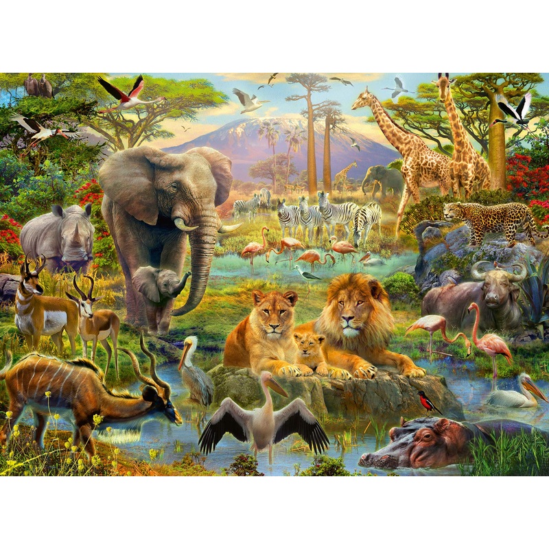 Ravensburger Animals Of The Savannah Puzzle - 200 Unique Pieces | Kids' Educational Fun Puzzle Pieces | Sustainable Fsc Certified Material | Ideal Family Activity
