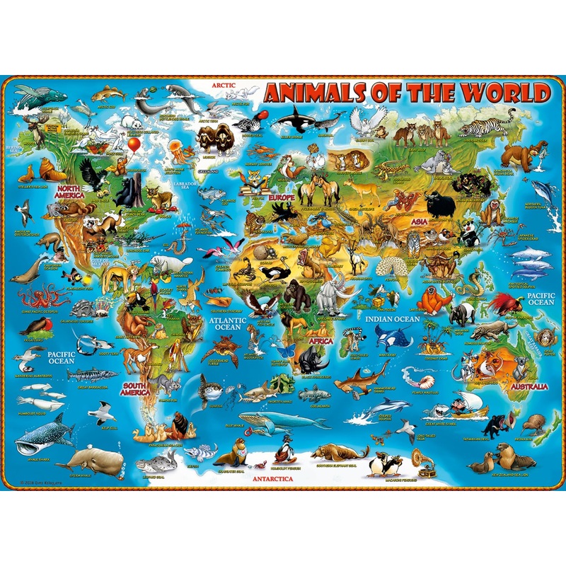 Ravensburger Animals Of The World 300 Piece Xxl Jigsaw Puzzle Forkids - | Unique Piece Design | Anti-Glare Surface | Skill-Building, Fun Activity | Amazon Exclusive