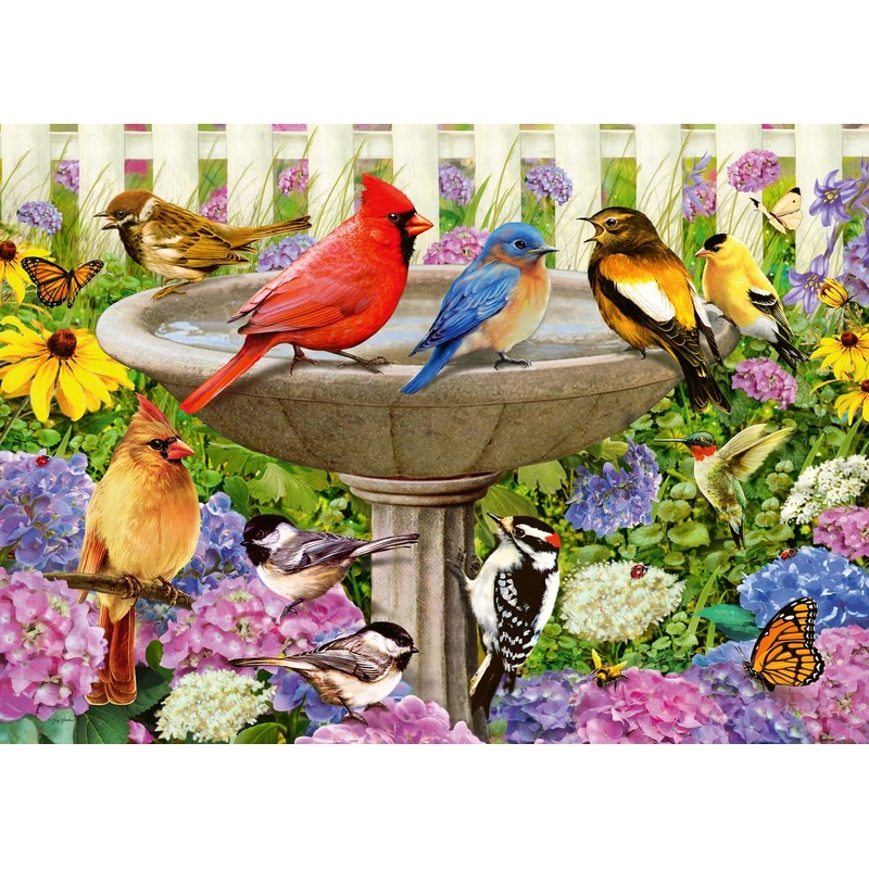 Ravensburger At The Birdbath 500-Piece Large Format Jigsaw Puzzle | Unique Softclick Technology | Vibrant, Glare Free | Suitable For All Ages | Fsc Certified