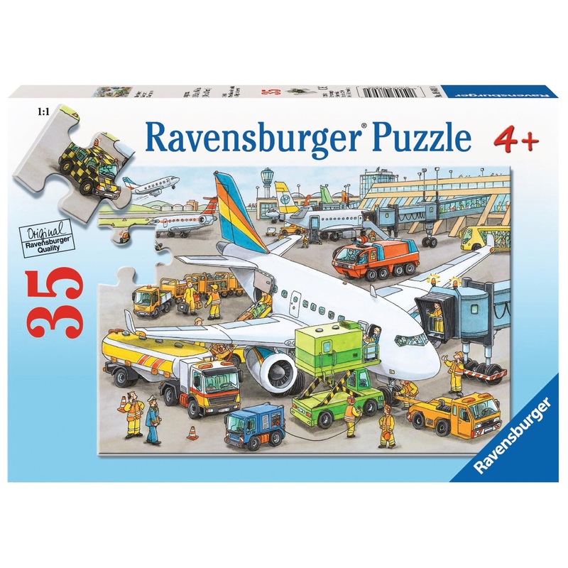 Ravensburger Busy Airport - Engaging 35 Piece Jigsaw Puzzle For Kids | Unique, Perfectly Fitting Pieces | Anti-Glare Surface | Ideal For Skill Development | Excellent Gift Option