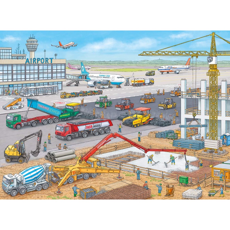 Ravensburger Construction At The Airport Jigsaw Puzzles - Enhanced Kid'S Cognitive Development | Unique Puzzle Pieces For Holidays And Birthdays