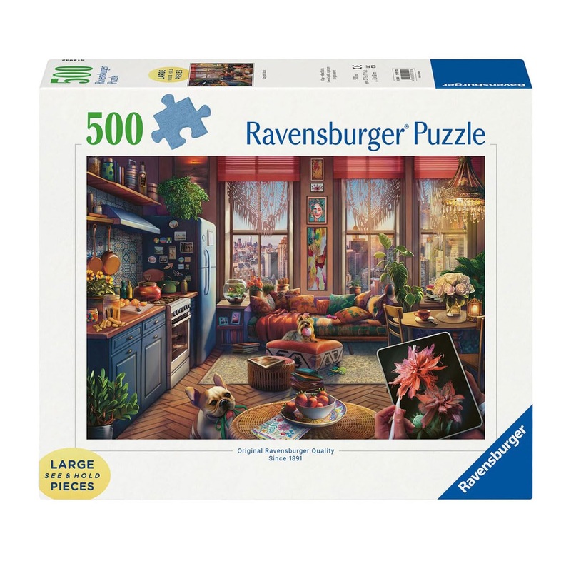 Ravensburger Cozy Boho Studio Puzzle - Large Format 500 Piece Jigsaw | Vibrant, Glare-Free Imagery | Perfect Interlocking Fit | Ideal For Adults And Kids