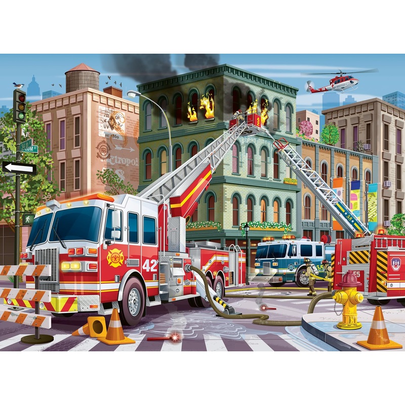 Ravensburger Fire Truck Rescue - 100 Piece Xxl Jigsaw Puzzle For Kids | Unique And Perfectly Fitted Pieces | Colorful Design With Matte Finish | Educational And Fun Toy
