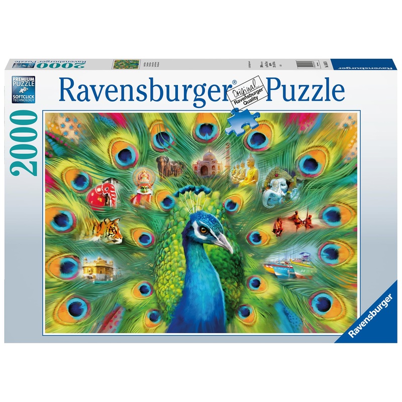 Ravensburger Land Of The Peacock 2000 Piece Jigsaw Puzzle For Adults - 16567 - Every Piece Is Unique, Softclick Technology Means Pieces Fit Together Perfectly