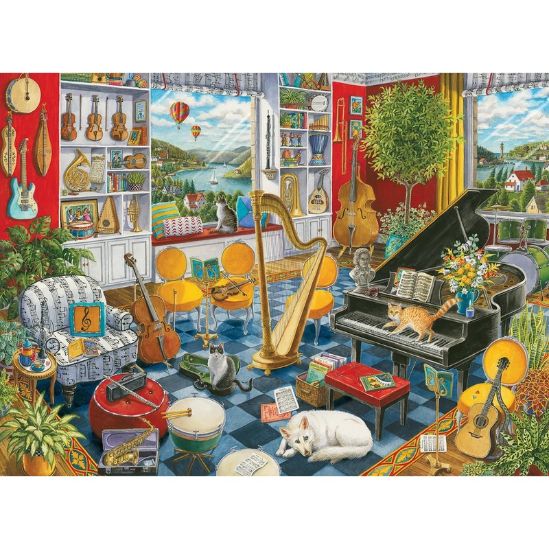 Ravensburger The Music Room - 500 Piece Jigsaw Puzzle For Adults | Unique Softclick Technology | Vibrant Imagery By Artist Ingrid Slyder | Ideal For Relaxation And Family Fun