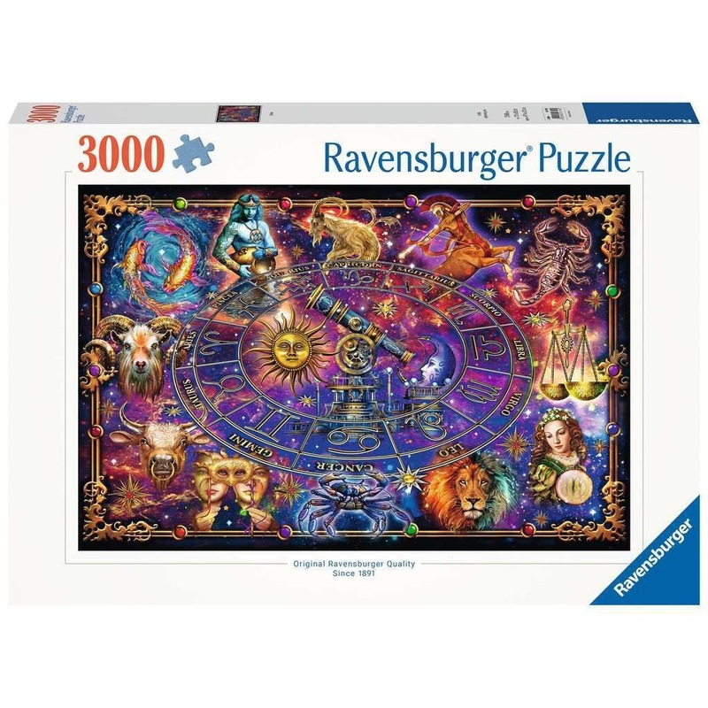 Ravensburger Zodiac 3000 Piece Jigsaw Puzzle - Enthralling Zodiac Illustration | Custom Blueboard | Perfect Interlocking Fit | Vibrant, Matte Finish | Ideal For Advanced Puzzle Enthusiasts
