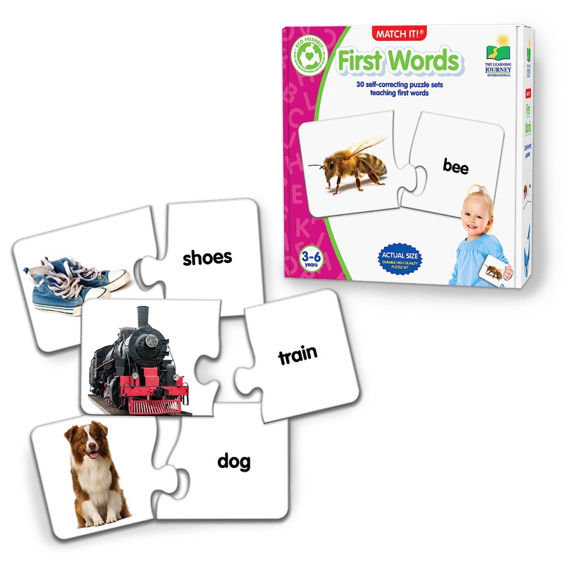 The Learning Journey: Match It! - First Words - 30 Piece Self-Correcting Words With Matching Images For Emerging Readers - Sight Words Puzzle For Kids Ages 3 And Up - Award Winning Toys