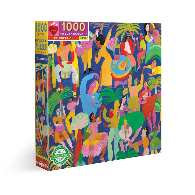 Eeboo: Piece And Love Celebration 1000-Piece Rectangular Adult Jigsaw Puzzle, Jigsaw Puzzle For Adults And Families, Includes Glossy, Sturdy Pieces And Minimal Puzzle Dust