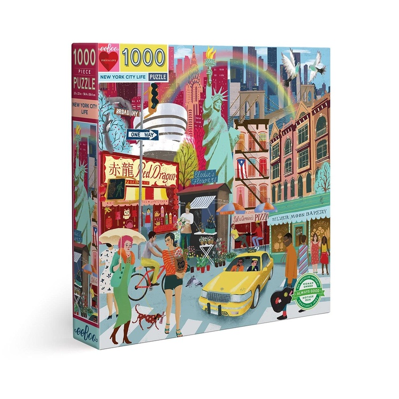 Eeboo: Piece And Love New York Life 1000-Piece Square Adult Jigsaw Puzzle, Jigsaw Puzzle For Adults And Families, Includes Glossy, Sturdy Pieces And Minimal Puzzle Dust
