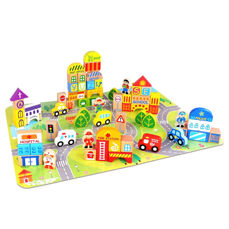 Fat Brain Toys My Town Block Set - Jigsaw Puzzle & Wood Block Set For Preschoolers