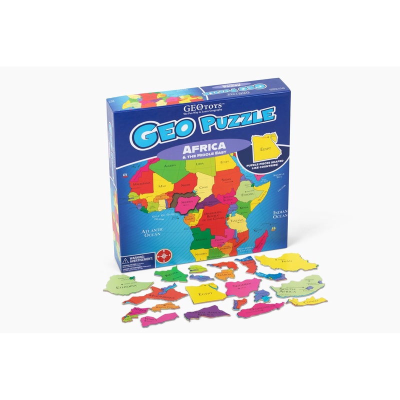 Geotoys Geopuzzle, Africa, Middle East Shaped Jigsaw Puzzle, 65 Pc Geography Puzzles, Map Puzzle, Jigsaw Puzzles For Kids Ages 6-9 Years Old