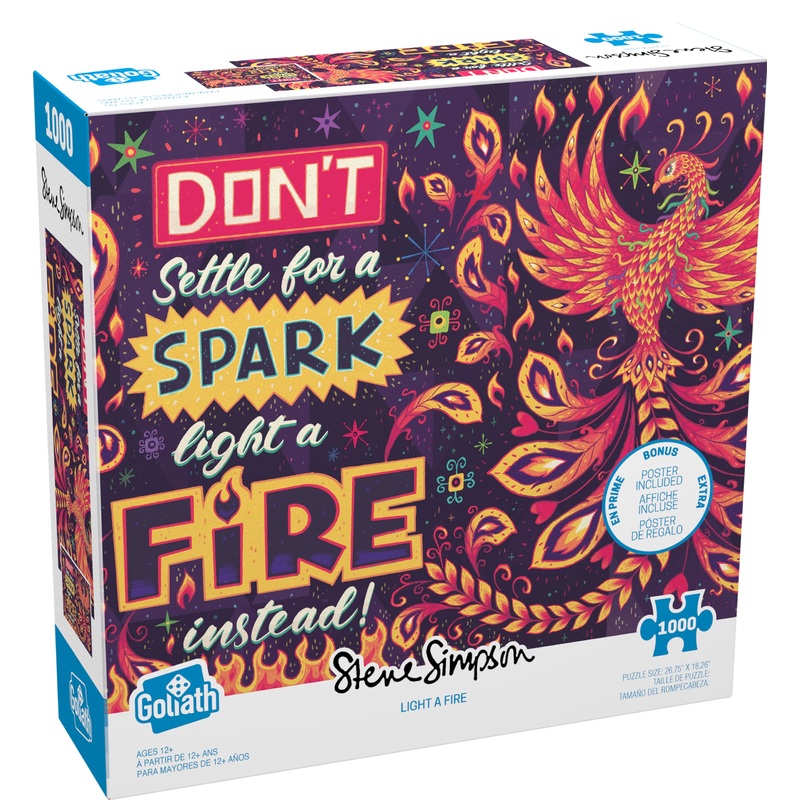 Goliath Steve Simpson: Light A Fire 1000-Piece Puzzle With Poster - Completed Size 26.75 X 18.26 Inches - Ages 12 And Up