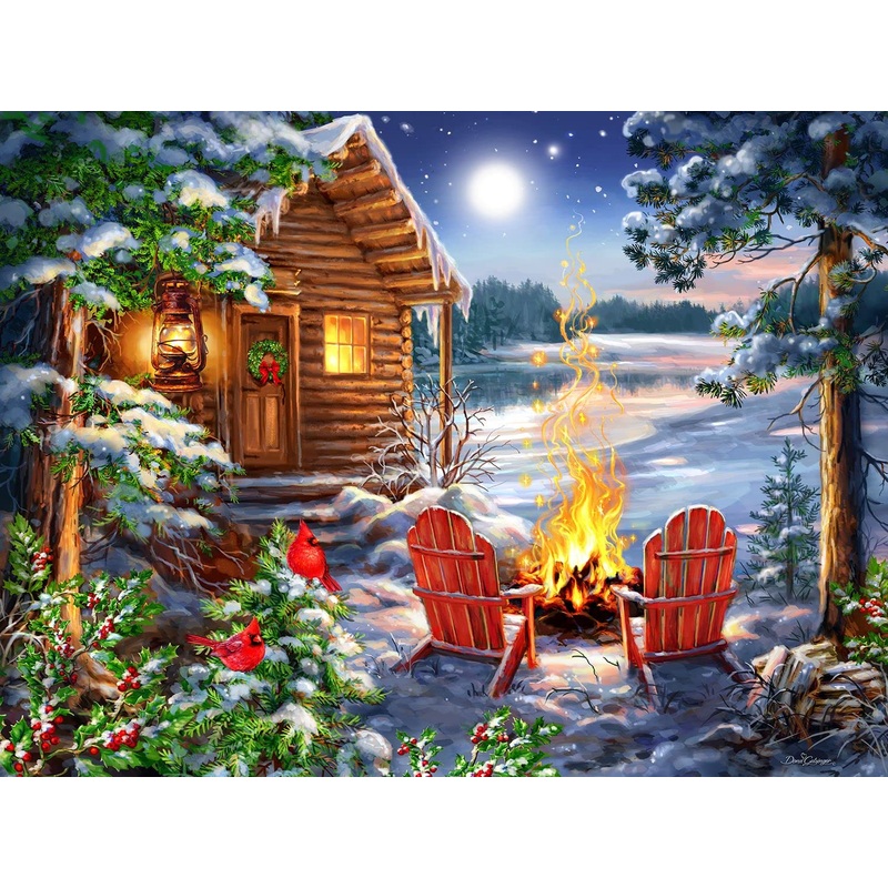 Springbok Christmas Cabin 500 Piece Jigsaw Puzzle For Adults Or Children Designed For Holiday Fun- Made In The Usa With Precision Fit Pieces For A Great Puzzling Experience