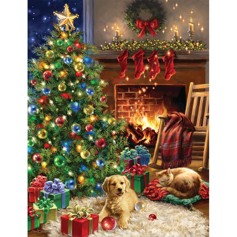 Springbok - Christmas Morning - 1000 Piece Jigsaw Puzzle- Classic Scene Of A Cozy Christmas Morning Under The Tree Is Colorful And Relaxing